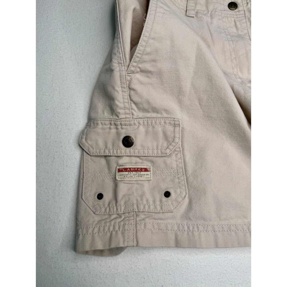 VTG 90s Lauren Ralph Lauren Khaki Cotton Utility Shorts Gorpcore Granola Sz 8 - Picture 10 of 13